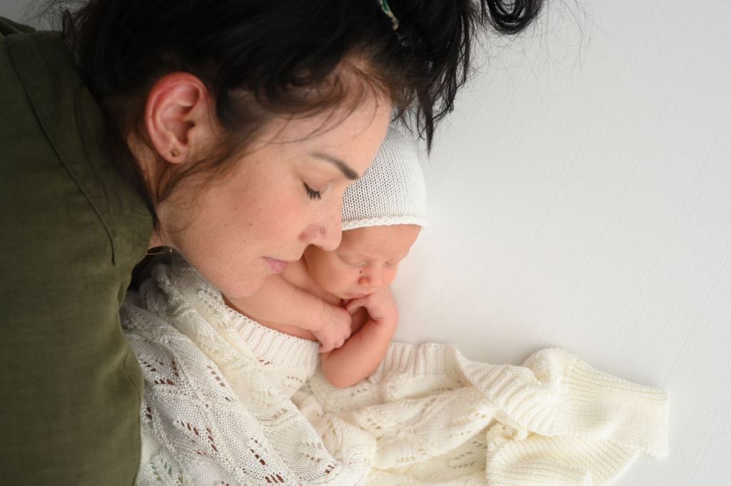 Olivia with her newborn Arlo